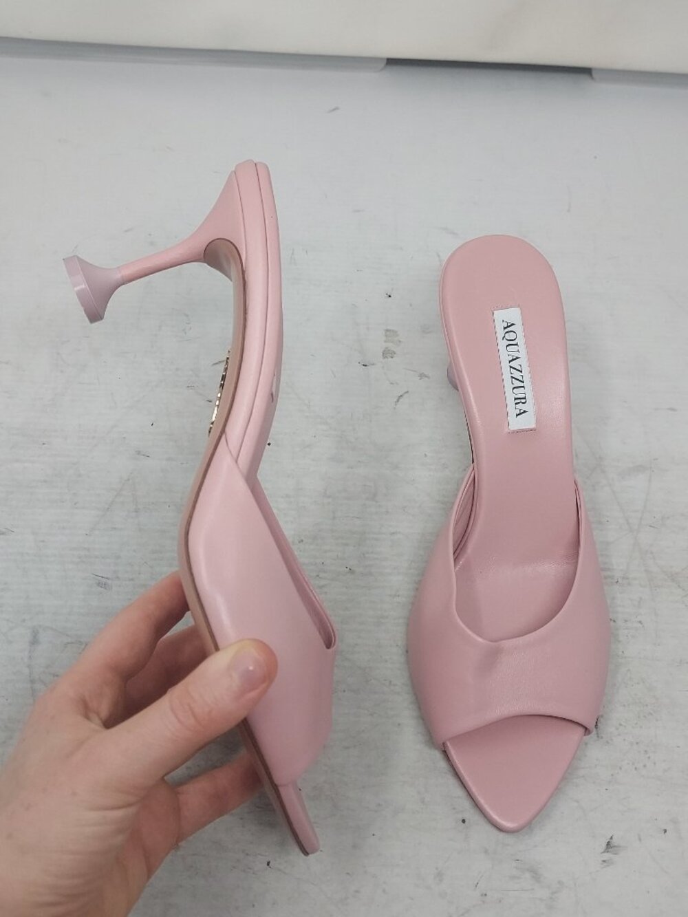 AQUAZZURA Bisous Pink Sculpted Heel Sandal
